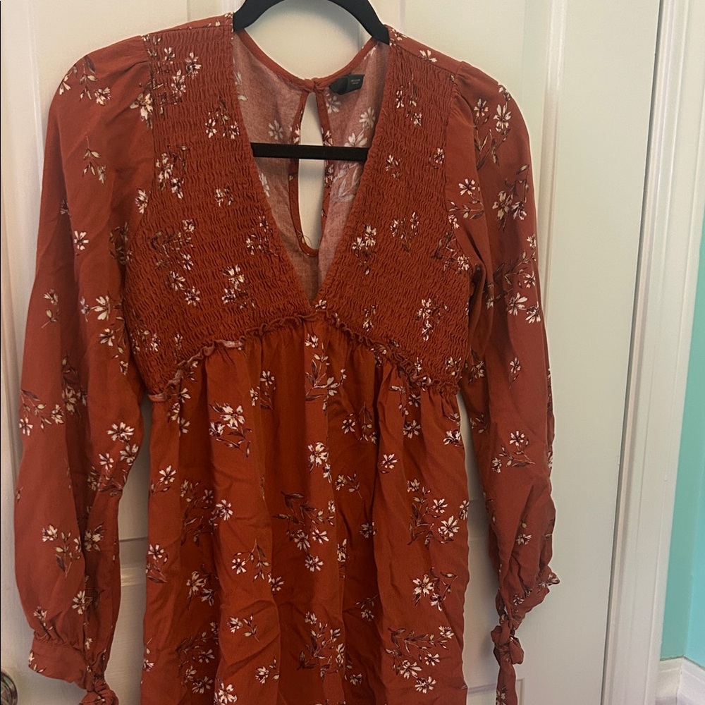 Wild Fable Rust Floral Long Sleeve Dress